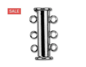 Gunmetal-Plated 20x10mm 3-Ring Magnetic Tube Clasp Pack Of 2 - Picture 1 of 1