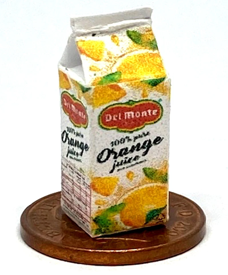 Poupées Maison Orange Jus Petit Vide Fait Main Carton Miniature Cuisine Tumdee - Photo 1/4