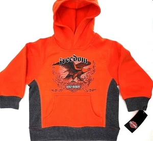 Harley Davidson® Youth Boys Orange Eagle Hoodie Sweatshirt Jacket - Picture 1 of 2