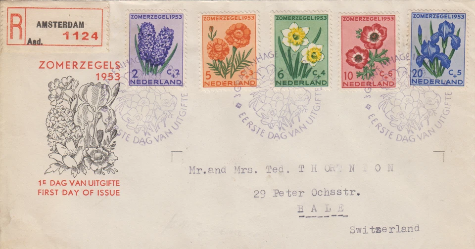 Netherlands First Day Cover NVPH NR E13 - 1953 Zomerzegels Registered - Image 1 of 1