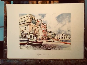 Vintage Aldo Raimondi Aquarell Druck "Capri Marina Grande" - Bild 1 von 4
