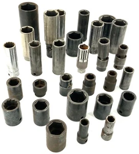Lot (29) Shallow, Deep, Impact 1/4”, 1/2” Drive 6pt., 12pt. Socket Set matco mac - Picture 1 of 6