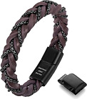 “Shackles of Freedom” Bracelets for Men, Mens Braided Leather Bracelets with Ste
