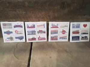 Lot of 4 vintage coasters postage stamps collectable barware man cave - Picture 1 of 4