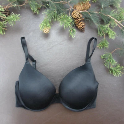 Victoria Secret Bra Size 32DD Black Padded Underwire Clasp Back - Image 1 of 4