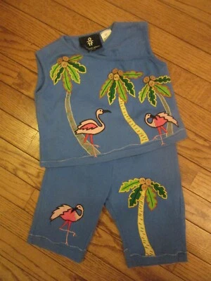 De colección. MICHAEL SIMON NIÑA NIÑO 2 PIEZAS. JUEGO CORTO TROPICAL EMBELLECIDO AZUL 2T Foto 1 de 3