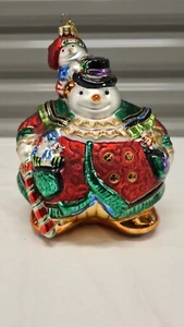 Vintage Fitz & Floyd Fat Snowman Christmas Ornament Rare - Picture 1 of 13