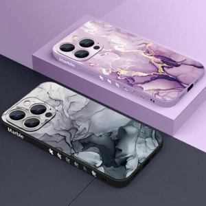 Marmor Silikon Hülle für iPhone 16 15 Pro Max 14 13 12 Mini 11 Handy Schutz Case - Photo 1 sur 18