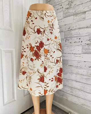 Falda Harve Benard 10 Mujer Mezcla de Lino Floral Midi Línea A Otoño Foto 1 de 4