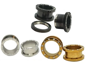 2X Ear Gauges Plugs Dangle Flesh Tunnels Silver Stretching Stainless Steel Gift - Picture 1 of 5