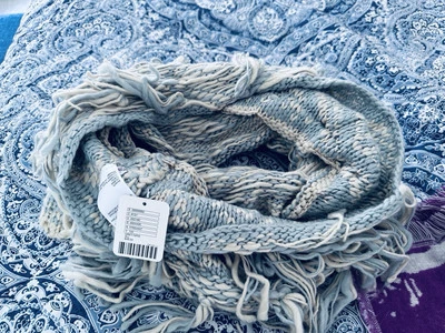 NWT Free People Blue And Cream Scarf $48 With Free People Cloth Bag - Image 1 of 4