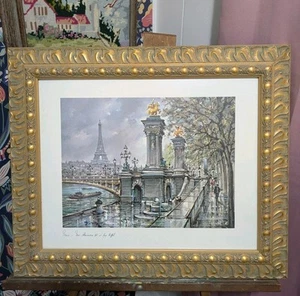 Jacques Chardon Art Print Paris Tour Eiffel Pont Alexandre III 1980 France - Picture 1 of 4