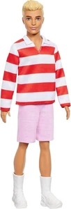 Barbie Fashionistas Muñeca Ken #241 Rubia - Camisa Polo Rayas Rojas y Blancas - Imagen 1 de 19