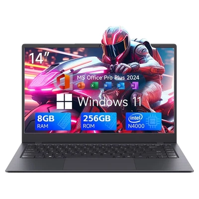 RNRUO 14 inch Windows 11 Laptops New Intel Celeron N4020 Up to 2.6Ghz 8GB RAM 25 - Image 1 of 4