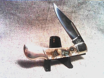 Remington Collector's Series Lockback Hunter Knife Abalone Shell Handles, 3-1/2" - Image 1 of 4