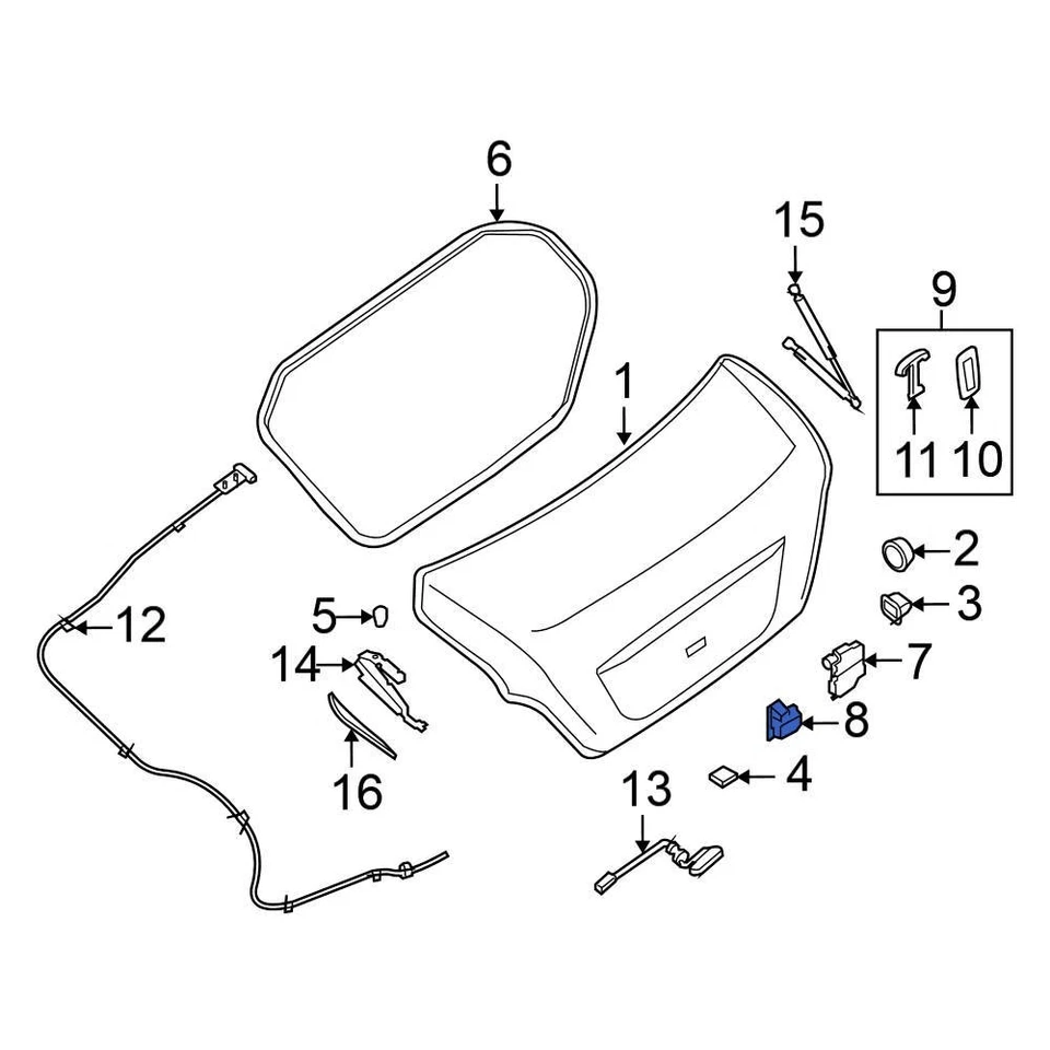 For Nissan Maxima 2009-2014 Nissan 846209N01A Rear Deck Lid Striker Foto 1 de 1