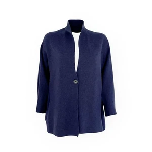 REPEAT Cashmere Damen One Button Merinowolle Cardigan navy blau・Größe 40 - Bild 1 von 11