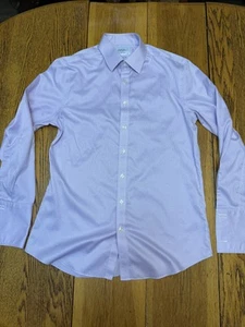 Charles Tyrwhitt Shirt Mens 16.5 35 Purple Non Iron Slim Fit Micro Check Dress - Picture 1 of 6