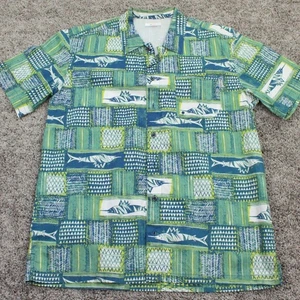 Columbia PFG Bahama Shirt Mens M Green Blue Fishing Short Sleeve Omni Shade - Foto 1 di 9