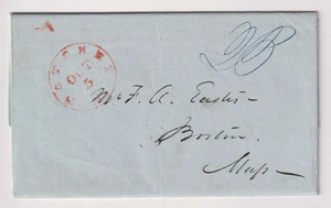 E5078: 1844 Natchez, Miss to Boston, Ma Stempelloser Brief, Brief - Bild 1 von 1