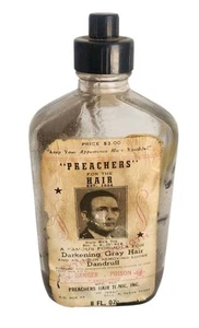 Antique Preachers Hair Tonic Darkening Grey Hair Dandruff Formula Bottle 8 oz. - Picture 1 of 5
