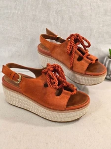 Fitflop Womens UK 5/US 7 EU 38 Orange Suede Platform Espadrille Sandals With Rop - Picture 1 of 16