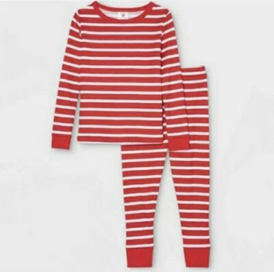 Conjunto de pijama ropa de dormir para niños pequeños rayas rojas - talla 2T - juego de 2 piezas - nuevo con etiquetas Foto 1 de 2
