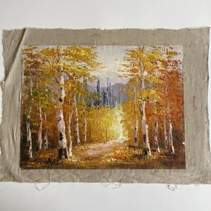 Herbst Waldweg Ölgemälde 12" x 16" - Bild 1 von 4