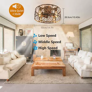 20inch Industrial Ceiling Fan with Lights Modern Enclosed Ceiling Fan Indoor - Picture 1 of 16