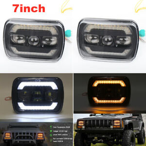 1Pair 7" 60W 1200LM LED Projector Halo Headlight Automobile Daytime Running Lamp