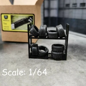 80/100Pcs Tire Rubber 1/43 1/64 DIY Car Model Tire W/ Rack Diorama Accessories - Picture 1 of 12