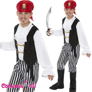 Boys Kids Pirate Caribbean Costume Buccanneer Halloween Book Week Fancy Dress - Picture 1 of 6