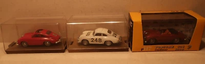Lote de 3 porches Brumm; 1:43; cupé rojo, cupé de carreras blanco, roadster rojo/marrón Foto 1 de 4