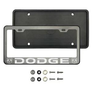 D0dg3 Laser Etched Black Chrome Stainless Steel License Frame Silicone Guard - Picture 1 of 1