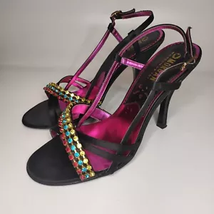 Y2k Vintage Morgan De Toi Stiletto Heels UK 5 Black Jewelled Multicolor Shoe - Bild 1 von 15