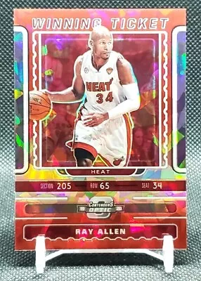 2019-20 PANINI CONTENDERS OPTIC #WT-16 RAY ALLEN WINNING TICKET CRACKED ICE RED - Image 1 of 2