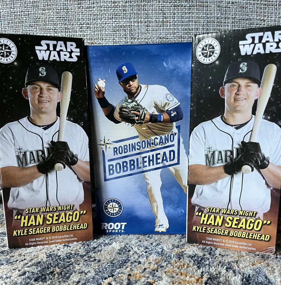 ¡Lote de 3 Bobblehead Mariners! ROBINSON CANO/KYLE SEAGER BOBBLEHEADS SELLADOS ¡EN CAJA! Foto 1 de 1