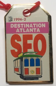 Olympic Pin ~ DESTINATION ATLANTA - 1996 - SFO-SAN FRANCISCO - Luggage Tag Pin - Picture 1 of 6