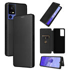 For TCL 40 SE Carbon Fiber Stand Leather Wallet Phone Case Cover