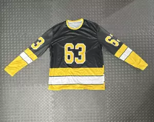 2XL #63 Brad Marchand Black & Yellow Breathable Hockey Long Sleeve Jersey Shirt - Picture 1 of 6
