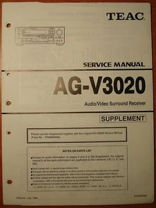 Teac Service Manual V-770/CD-P3100&4100/AG-V3020+supp - Picture 1 of 9