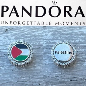 Pandora Palestine Exclusive Country Flag Colors Button Charm - Picture 1 of 6