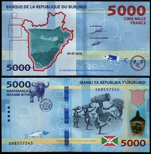 Burundi 5000 francos (P53) 2018 sin circular - Imagen 1 de 1