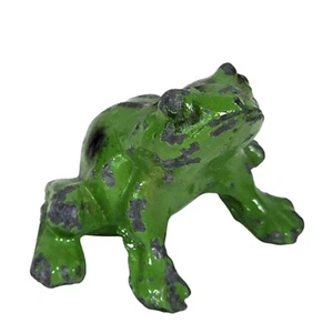 Miniature Frog Cast Iron Green Tiny Figure Dollhouse Figurine Figure Toy Vintage - Picture 1 of 8
