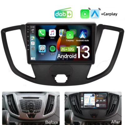 DAB+ Für Ford Transit 2013-2019 Android 13 Autoradio GPS Navi CarPlay WIFI 2+32G - Bild 1 von 4