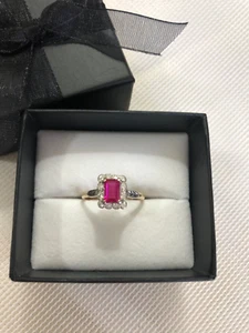 9ct 375 Fine Yellow Gold Created Pink + White Sapphire Ring size 7 🌻 2.08g - Picture 1 of 10
