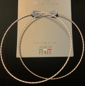 Mia Fiore in Italy Diamond cut 925 Sterling silver 3" Hoop Earrings NWT - Picture 1 of 4
