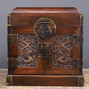 Exquisite noble natural rosewood carved dragon with drawer Jewelry box Storage - Picture 1 of 8
