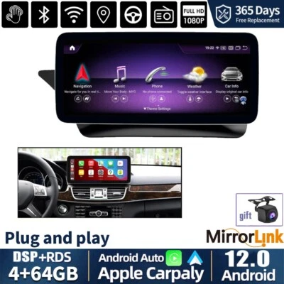 Radio de coche estéreo GPS Carplay 12,3" 4+64 GB para Benz Clase E W212 E350 10-15 Foto 1 de 4