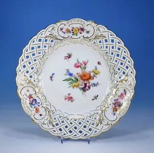 Meissen "Blumen & Insekten" Durchbruchteller 21 cm. 1.Wahl - Bild 1 von 2